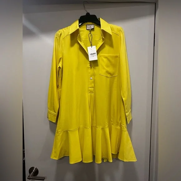 Tuckernuck Neon Yellow Crepe Callahan Shirt Dress - Picture 7 of 13